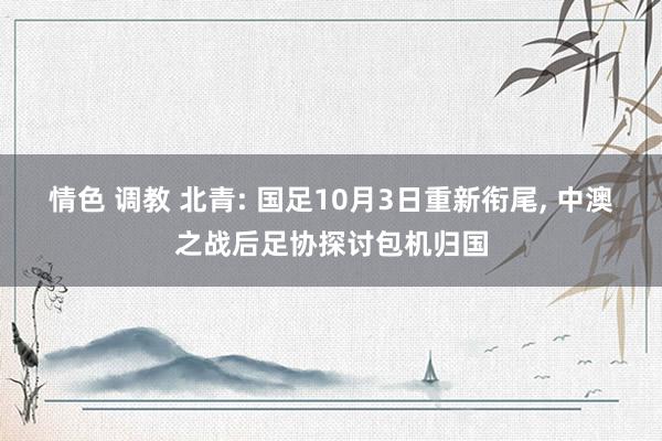 情色 调教 北青: 国足10月3日重新衔尾， 中澳之战后足协探讨包机归国