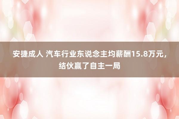 安捷成人 汽车行业东说念主均薪酬15.8万元，结伙赢了自主一局