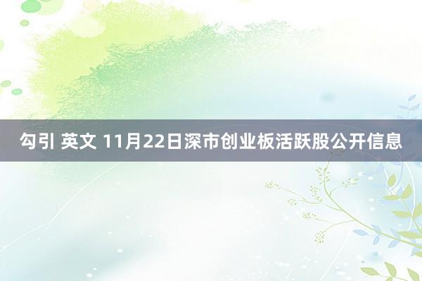 勾引 英文 11月22日深市创业板活跃股公开信息