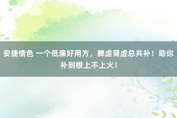 安捷情色 一个低廉好用方，脾虚肾虚总共补！助你补到根上不上火！