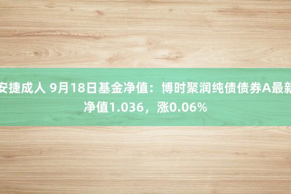 安捷成人 9月18日基金净值：博时聚润纯债债券A最新净值1.036，涨0.06%