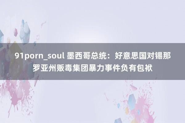 91porn_soul 墨西哥总统：好意思国对锡那罗亚州贩毒集团暴力事件负有包袱