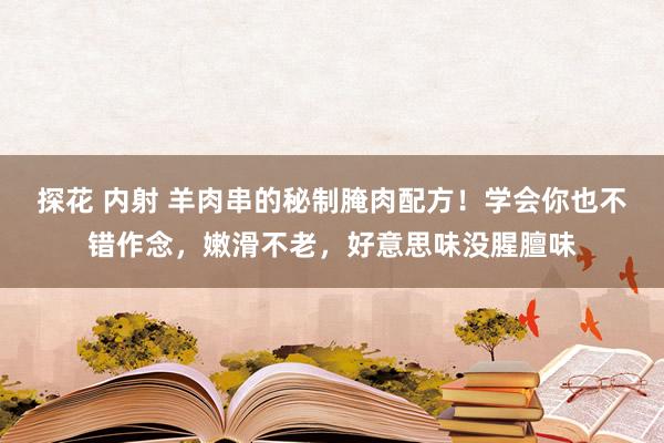 探花 内射 羊肉串的秘制腌肉配方！学会你也不错作念，嫩滑不老，好意思味没腥膻味