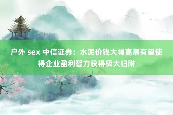 户外 sex 中信证券：水泥价钱大幅高潮有望使得企业盈利智力获得极大归附