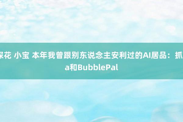 探花 小宝 本年我曾跟别东说念主安利过的AI居品：抓Ta和BubblePal