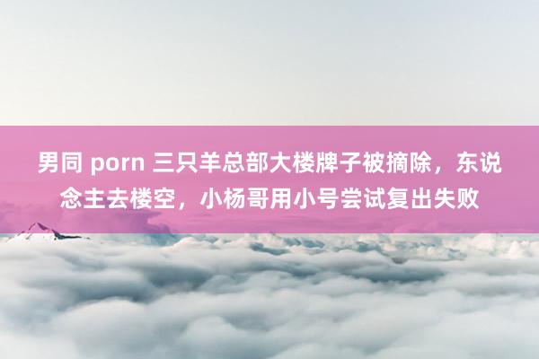 男同 porn 三只羊总部大楼牌子被摘除，东说念主去楼空，小杨哥用小号尝试复出失败