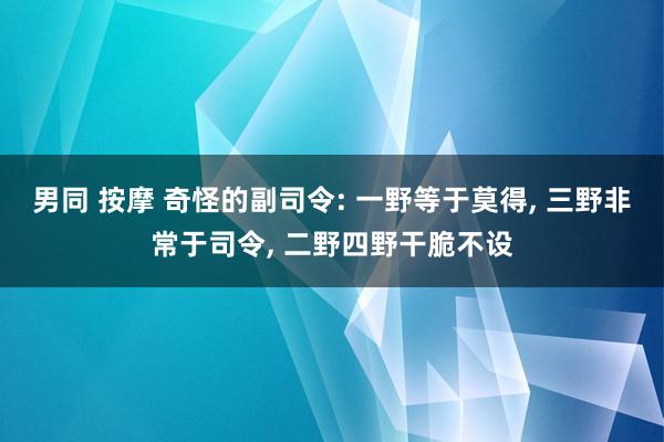 男同 按摩 奇怪的副司令: 一野等于莫得， 三野非常于司令， 二野四野干脆不设