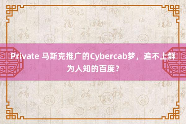 Private 马斯克推广的Cybercab梦，追不上鲜为人知的百度？