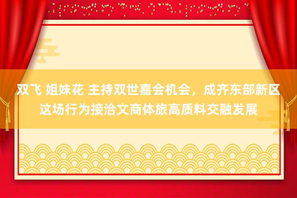 双飞 姐妹花 主持双世嘉会机会，成齐东部新区这场行为接洽文商体旅高质料交融发展