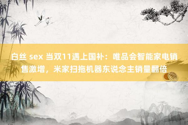 白丝 sex 当双11遇上国补：唯品会智能家电销售激增，米家扫拖机器东说念主销量翻倍