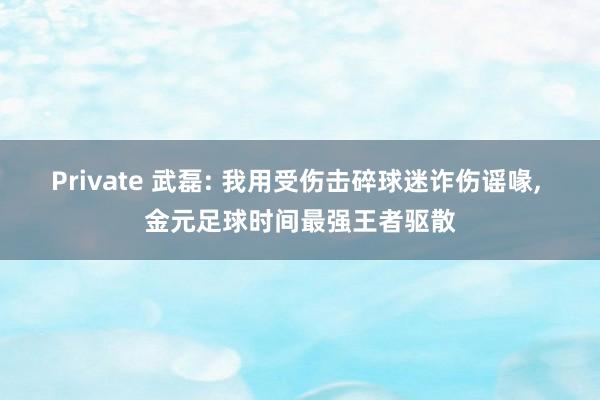 Private 武磊: 我用受伤击碎球迷诈伤谣喙， 金元足球时间最强王者驱散