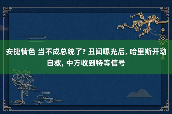 安捷情色 当不成总统了? 丑闻曝光后， 哈里斯开动自救， 中方收到特等信号