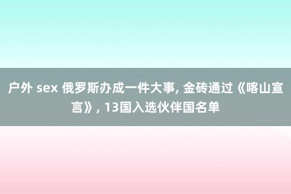 户外 sex 俄罗斯办成一件大事， 金砖通过《喀山宣言》， 13国入选伙伴国名单