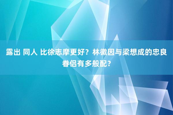 露出 同人 比徐志摩更好？林徽因与梁想成的忠良眷侣有多般配？