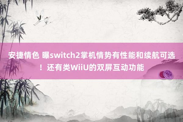 安捷情色 曝switch2掌机情势有性能和续航可选！还有类WiiU的双屏互动功能