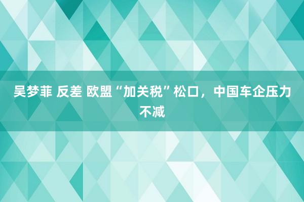 吴梦菲 反差 欧盟“加关税”松口，中国车企压力不减