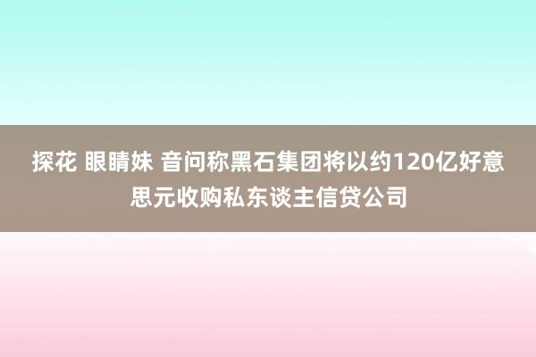 探花 眼睛妹 音问称黑石集团将以约120亿好意思元收购私东谈主信贷公司