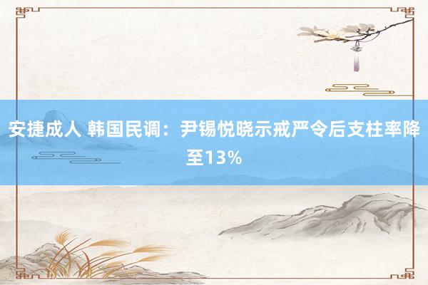 安捷成人 韩国民调：尹锡悦晓示戒严令后支柱率降至13%