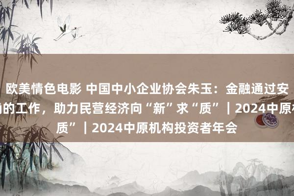 欧美情色电影 中国中小企业协会朱玉：金融通过安然、耐久、精确的工作，助力民营经济向“新”求“质”｜2024中原机构投资者年会