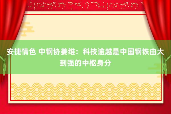 安捷情色 中钢协姜维：科技逾越是中国钢铁由大到强的中枢身分