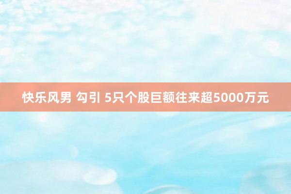 快乐风男 勾引 5只个股巨额往来超5000万元