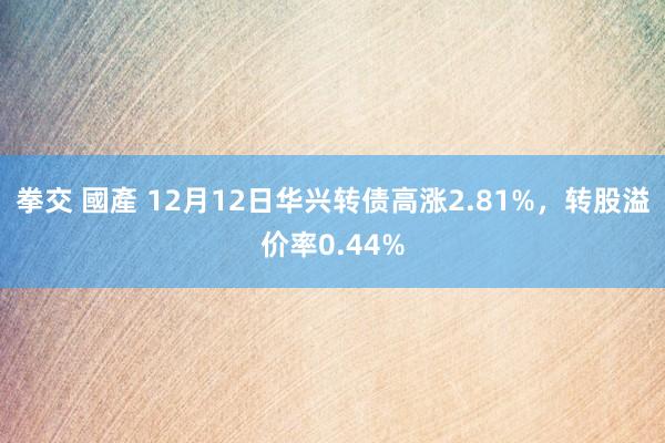 拳交 國產 12月12日华兴转债高涨2.81%，转股溢价率0.44%