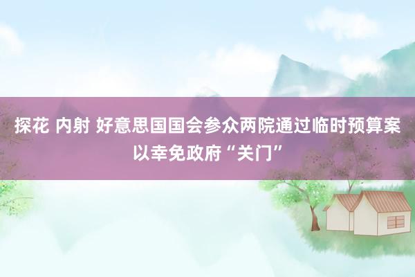 探花 内射 好意思国国会参众两院通过临时预算案以幸免政府“关门”